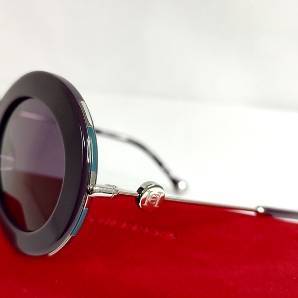 Carolina Herrera Sunglasses CH0020 Violet Oval Round Oversized Acetate - Picture 4 of 16